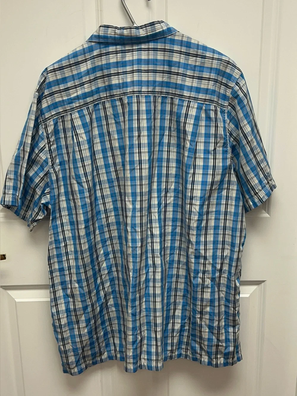 The North Face Men's Short-Sleeve Performance Blue Plaid Shirt Size XL
